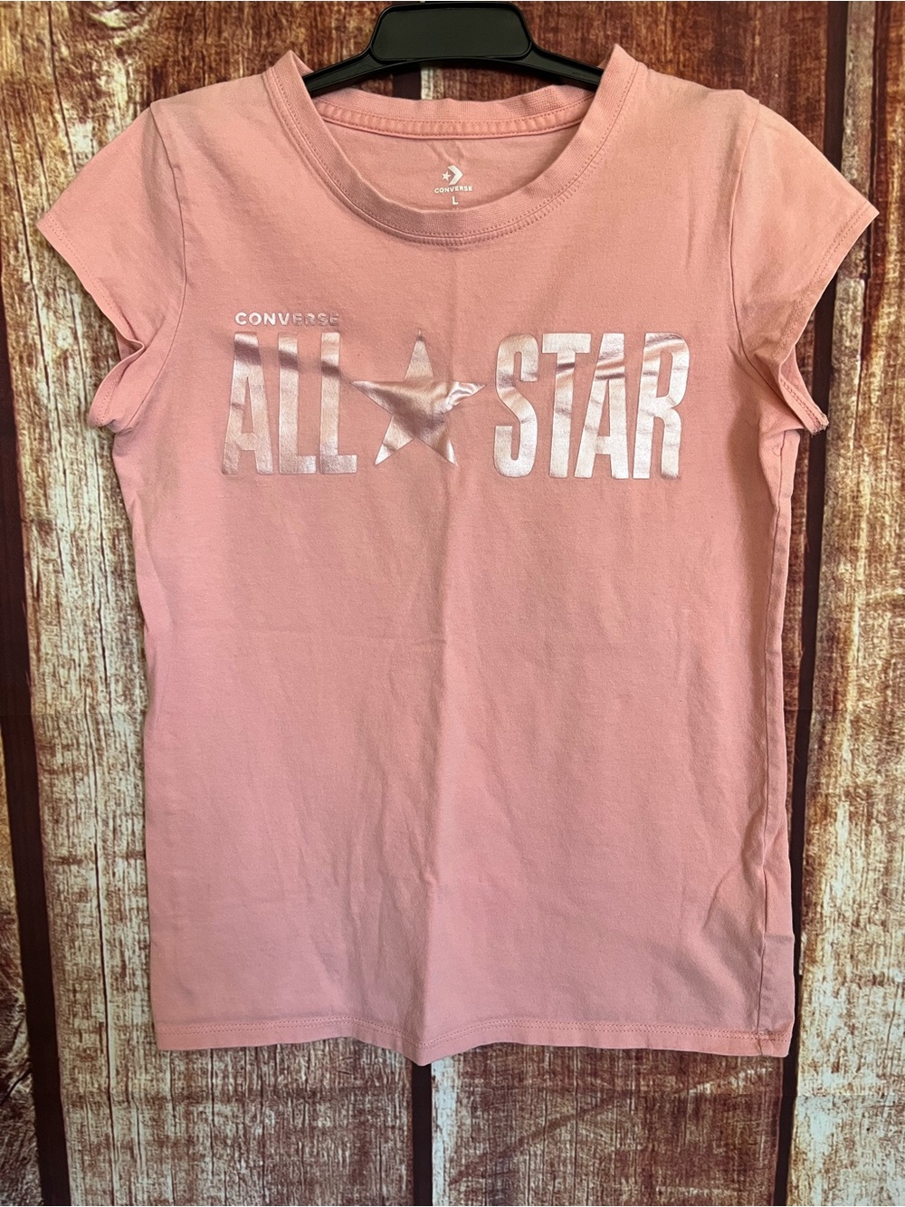 Converse | Pink ALL STAR Metallic Logo Kids Tee